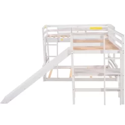 Twin Over Full Bunk Bed With Twin Size Loft Bed With Desk, Slide And Full Length Rail - ModernLuxe -Children's Home GUEST 6e46c6cf 72b4 40b2 b91f e8691a108d8c