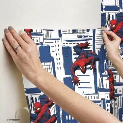 Spider-Man Cityscape Peel And Stick Wallpaper Red/Blue/Gray - RoomMates -Children's Home GUEST 6ef840d6 11ed 4d73 a84e 94eaeaffea91