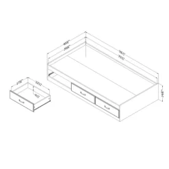 Ulysses Mates Bed With 3 Drawers Winter Oak - South Shore -Children's Home GUEST 6f0856d8 b0dc 4641 abb2 701200569e2d