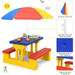 Costway Kids Picnic Table Set W/Removable Umbrella Indoor Outdoor Garden Patio -Children's Home GUEST 717828dc 67e8 4558 8b83 36122303d1fe