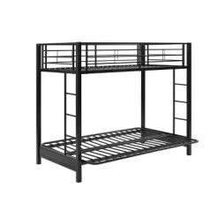 Twin Over Futon Analise Metal Bunk Bed Black - Saracina Home -Children's Home GUEST 74e2d72d ba1e 41f2 80bc 6da6082dff35