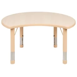Flash Furniture 25.125"W X 35.5"L Crescent Natural Plastic Height Adjustable Activity Table -Children's Home GUEST 7640befe 3896 4740 945f 8b8e6b5fb563
