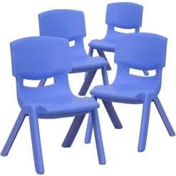 Emma And Oliver 4 Pack Plastic Stackable Pre-K/School Chairs With 10.5"H Seat -Children's Home GUEST 77d32bdf 6dd2 4ab0 a29e b4ab400b0442