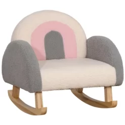 Qaba Kids Sofa, Rocking Toddler Sofa Chair With Solid Wooden Frame, Faux Lamb Fleece Fabric For Nursery, Kindergarten, Playroom, Bedroom -Children's Home GUEST 798ee29a 0be1 45a0 9b95 29078c1fed5a