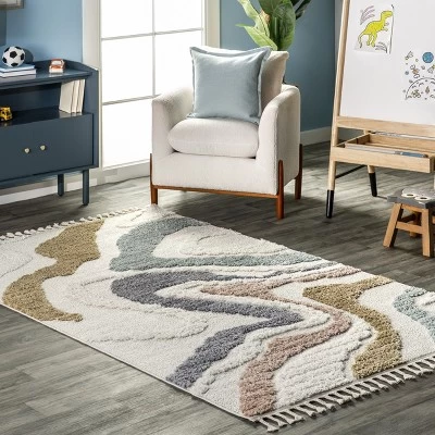 NuLOOM Abstract Striped Kids Tassel Area Rug 3 NuLOOM Abstract Striped Kids Tassel Area Rug