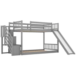 Twin Over Twin Bunk Bed With Convertible Slide And Stairway-ModernLuxe -Children's Home GUEST 7e407644 80aa 4ce3 b50c 491cde36b66a