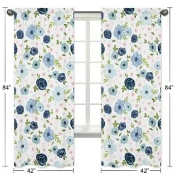 2pc Sweet Jojo Designs Watercolor Floral Window Panel Pink/Blue - Sweet Jojo Designs -Children's Home GUEST 8252d9e2 524f 4b01 b8fc 41f7b9db1b75