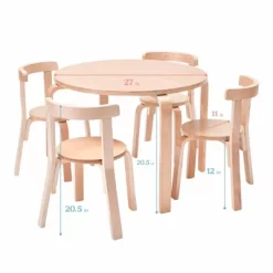 ECR4Kids Bentwood Table And Curved Back Chair Set, Kids Wood Furniture