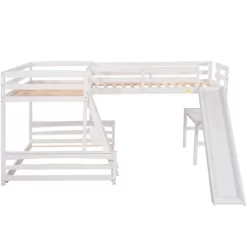 Twin Over Full Bunk Bed With Twin Size Loft Bed With Desk, Slide And Full Length Rail - ModernLuxe -Children's Home GUEST 83cce265 00f6 41b7 a696 510f0022b98d