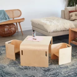 ECR4Kids Bentwood Multipurpose Table And Chair Set, Kids Furniture, Natural, 3-Piece -Children's Home GUEST 853282d9 08b0 49b4 bf53 c436f9bc7a28