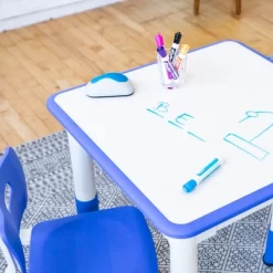 ECR4Kids Square Resin Dry-Erase Adjustable Activity Table With 2 Chairs (3-Piece Set) -Children's Home GUEST 85784246 5dbf 4861 b4e0 4d2883d935b4
