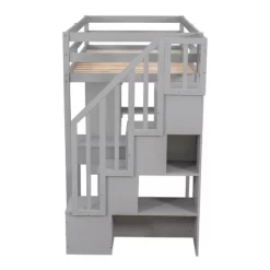 Twin Size Wooden Loft Bed With Storage Drawers, Desk And Shelves - ModernLuxe -Children's Home GUEST 87f43e9b d7a9 4c91 8952 4f9cb681a28c
