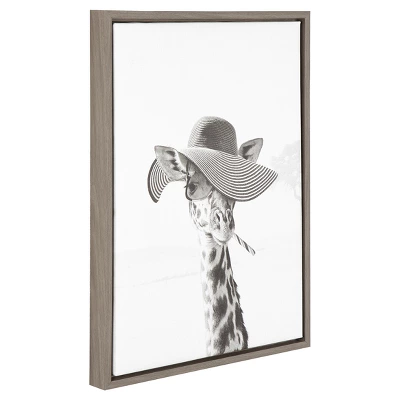 Sarifa Giraffe Framed Canvas Art Gray (24"x18") - Uniek 3 Sarifa Giraffe Framed Canvas Art Gray (24"x18") - Uniek