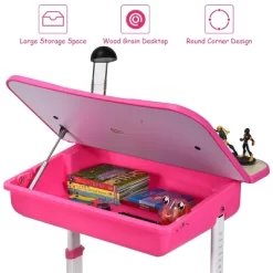 Costway Adjustable Children Study Desk Chair Set W/Winged Backrest Pink -Children's Home GUEST 88c8b3d2 c5c1 4427 9ae1 f17aa08aa3d4