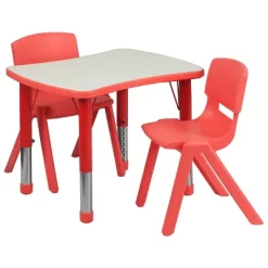 Emma And Oliver 21.875"W X 26.625"L Rectangular Plastic Height Adjustable Activity Table Set With 2 Chairs -Children's Home GUEST 8a36345d 072f 4719 bbf7 8119f2d54b52
