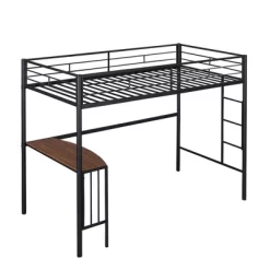 Twin Size Metal Loft Bed With Desk, Ladder And Railing - ModernLuxe -Children's Home GUEST 8d7d6992 2afb 4a81 a524 1204bdc7c504