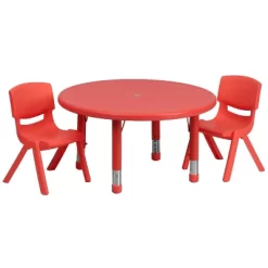 Flash Furniture 33" Round Plastic Height Adjustable Activity Table Set With 2 Chairs -Children's Home GUEST 8d9e76db d288 4828 8cbb 8dfec7c6f9cd