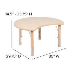 Flash Furniture 25.125"W X 35.5"L Crescent Natural Plastic Height Adjustable Activity Table -Children's Home GUEST 908ddeeb 98e1 4d97 a4a3 0241e1b63ec4