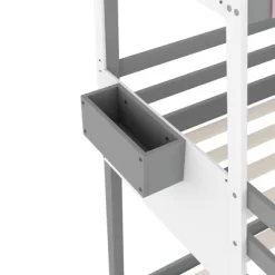 Twin Over Twin Car-Shaped Bunk Bed With Wheels, Drawers And Shelves, Gray - ModernLuxe -Children's Home GUEST 90b12642 0ee3 42c1 9360 d44c31bd6c0a