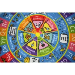 KC Cubs ABC Alphabet, Seasons, Months Days Of Week Educational Learning & Game Round Circle Rug For Kids And Children Bedrooms Playroom -Children's Home GUEST 9258fe52 eff7 438c 814b d7582f20587b