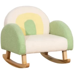 Qaba Kids Sofa, Rocking Toddler Sofa Chair With Solid Wooden Frame, Faux Lamb Fleece Fabric For Nursery, Kindergarten, Playroom, Bedroom -Children's Home GUEST 9451a2a8 7354 4941 8c6e 2da5f2ae9dd4