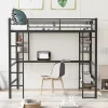Full Size Metal Loft Bed With Long Desk And Shelves, Black - ModernLuxe -Children's Home GUEST 94a0a1a9 d62d 451b 96e6 f6aa1ca5c663