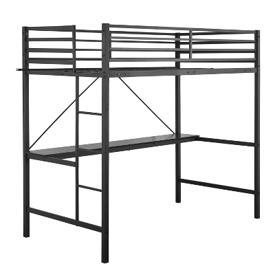 Emma And Oliver Metal Loft Bed Frame With Desk, Protective Guard Rails And Ladder For Kids, Teens And Adults 16 Emma And Oliver Metal Loft Bed Frame With Desk, Protective Guard Rails And Ladder For Kids, Teens And Adults - Image 14