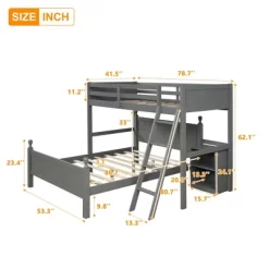 Twin Over Full Loft Bed With Cabinet - ModernLuxe -Children's Home GUEST 9732a973 13fe 40b6 a614 c93974c9634c