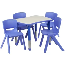Flash Furniture 21.875"W X 26.625"L Rectangular Plastic Height Adjustable Activity Table Set With 4 Chairs 17 Flash Furniture 21.875"W X 26.625"L Rectangular Plastic Height Adjustable Activity Table Set With 4 Chairs -Children's Home GUEST 977d3e92 e808 44ad 97a5 2c9e3cab0255