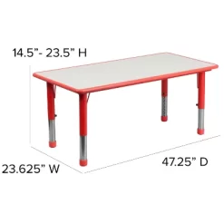 Emma And Oliver 23.625"W X 47.25"L Rectangular Plastic Height Adjustable Activity Table Set With 4 Chairs -Children's Home GUEST 985b2c87 f7fd 4562 9d4d 05cb5f954032