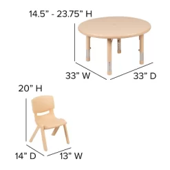 Flash Furniture 33" Round Plastic Height Adjustable Activity Table Set With 2 Chairs -Children's Home GUEST 993dfe1f 5b65 4ee8 a305 3f97541f5bee