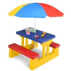 Costway Kids Picnic Table Set W/Removable Umbrella Indoor Outdoor Garden Patio -Children's Home GUEST 998d5a34 f5fe 4f82 a64b 433e2f2978ec