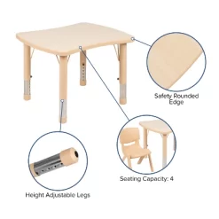 Emma And Oliver 21.875"W X 26.625"L Rectangular Plastic Height Adjustable Activity Table Set With 2 Chairs -Children's Home GUEST 9d0f062d e204 4e1c 9734 84249e0ff70e