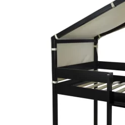 Wood Twin Over Twin Bunk Bed With Tent-ModernLuxe -Children's Home GUEST a1e70e25 420f 426a bef0 b8ac0a893905