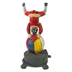 Design Toscano Spinning Acrobat Clown On Globe Authentic Iron Mechanical Bank -Children's Home GUEST a2426497 b6fc 42fd 8ad6 1d0f3fe6ef47