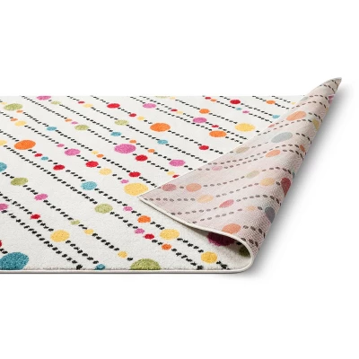 Well Woven Modern Dandy Dots Stripes Bright Kids Room Carpet Soft Durable White Area Rug 5 Well Woven Modern Dandy Dots Stripes Bright Kids Room Carpet Soft Durable White Area Rug - Image 3