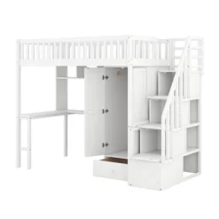 Twin Size Loft Bed With Shelf, Drawers, Desk And Wardrobe - ModernLuxe -Children's Home GUEST a7b7dae5 438b 406c 883b 245f00a4be46