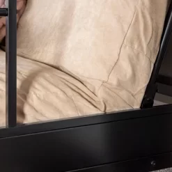 Twin Over Futon Analise Metal Bunk Bed Black - Saracina Home -Children's Home GUEST aa2d1e2d b75c 4bdb 9c73 1846806f43c6