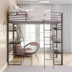 Andy Metal Loft Bed With Integrated Desk And Shelves - Room & Joy -Children's Home GUEST ac9f8af9 f47c 40b4 bcd6 b5fba08a8728