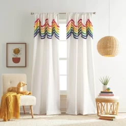 2pk Rainbow Tufted Striped Poletop Curtains - Dream Factory -Children's Home GUEST ace91d7f fde8 4e46 85e1 294922e0103e