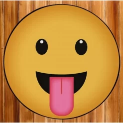 Deerlux Emoji Style Round Funny Smiley Face Kids Area Rug, Tongue Out Emoji Rug -Children's Home GUEST ad2b9460 8b98 4ad5 91b4 092568603bb2