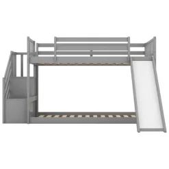 Twin Over Twin Bunk Bed With Convertible Slide And Stairway-ModernLuxe -Children's Home GUEST b16ddfb0 abd3 4fea 9132 2ef117b63197