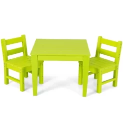 Costway 3PCS Kids Table & 2 Chairs Set Outdoor Heavy-Duty All-Weather Activity Table Set -Children's Home GUEST b3751f76 c6a0 41ef 8392 c39acf4e4ca6