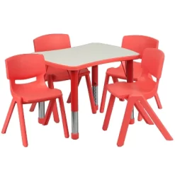 Flash Furniture 21.875"W X 26.625"L Rectangular Plastic Height Adjustable Activity Table Set With 4 Chairs 18 Flash Furniture 21.875"W X 26.625"L Rectangular Plastic Height Adjustable Activity Table Set With 4 Chairs -Children's Home GUEST bd254b86 b913 41aa a069 2748049ad08f