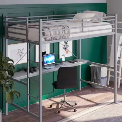 Emma And Oliver Metal Loft Bed Frame With Desk, Protective Guard Rails And Ladder For Kids, Teens And Adults 19 Emma And Oliver Metal Loft Bed Frame With Desk, Protective Guard Rails And Ladder For Kids, Teens And Adults -Children's Home GUEST be798980 8968 40ed 9fb9 60be091a8f7a