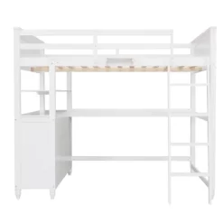 Full Size Wooden Loft Bed With Drawers, Shelves And Desk - ModernLuxe -Children's Home GUEST c3992a1b 9260 46e7 91e0 03c2c94843ca