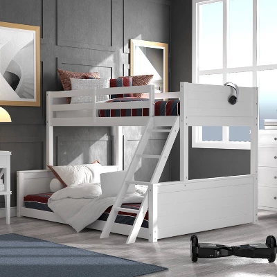 Twin Over Full Capri Wood Bunk Bed White - Hillsdale Furniture 4 Twin Over Full Capri Wood Bunk Bed White - Hillsdale Furniture - Image 2