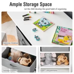 Babyjoy Kids Art Play Wood Table And 2 Chairs Set W/ Storage Baskets Puzzle -Children's Home GUEST c72c06c3 5f8e 4634 a161 e0706db17340