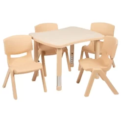 Flash Furniture 21.875"W X 26.625"L Rectangular Plastic Height Adjustable Activity Table Set With 4 Chairs 19 Flash Furniture 21.875"W X 26.625"L Rectangular Plastic Height Adjustable Activity Table Set With 4 Chairs -Children's Home GUEST c8079485 a1de 4e59 8363 3db8b69d61b1