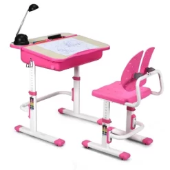 Costway Adjustable Children Study Desk Chair Set W/Winged Backrest Pink -Children's Home GUEST c8b8a66b 019c 46b5 8ce3 04f24c0ae7cd